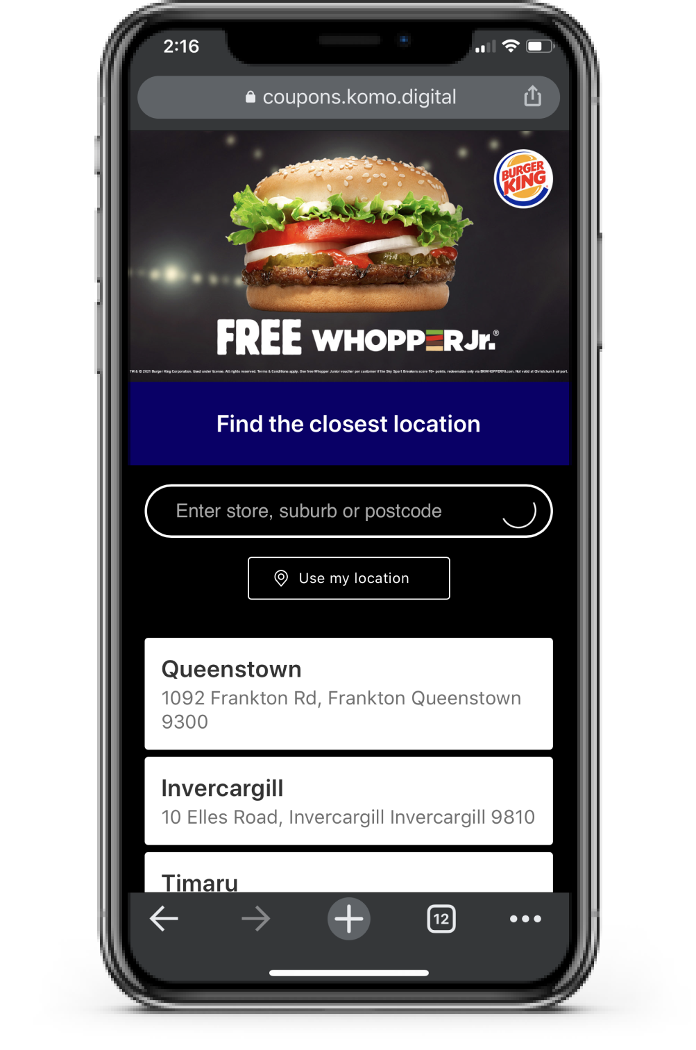 Burger King and Sky Sports NZ Breakers, Digital Coupons